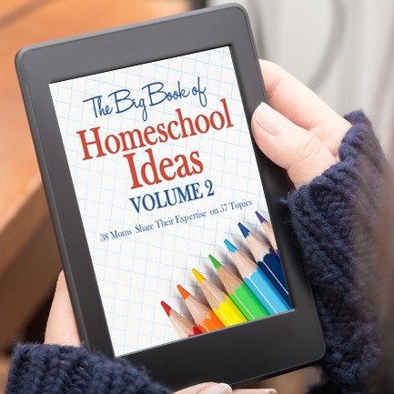 image of worma holding table reading The Bib Book of Homeschool Ideas