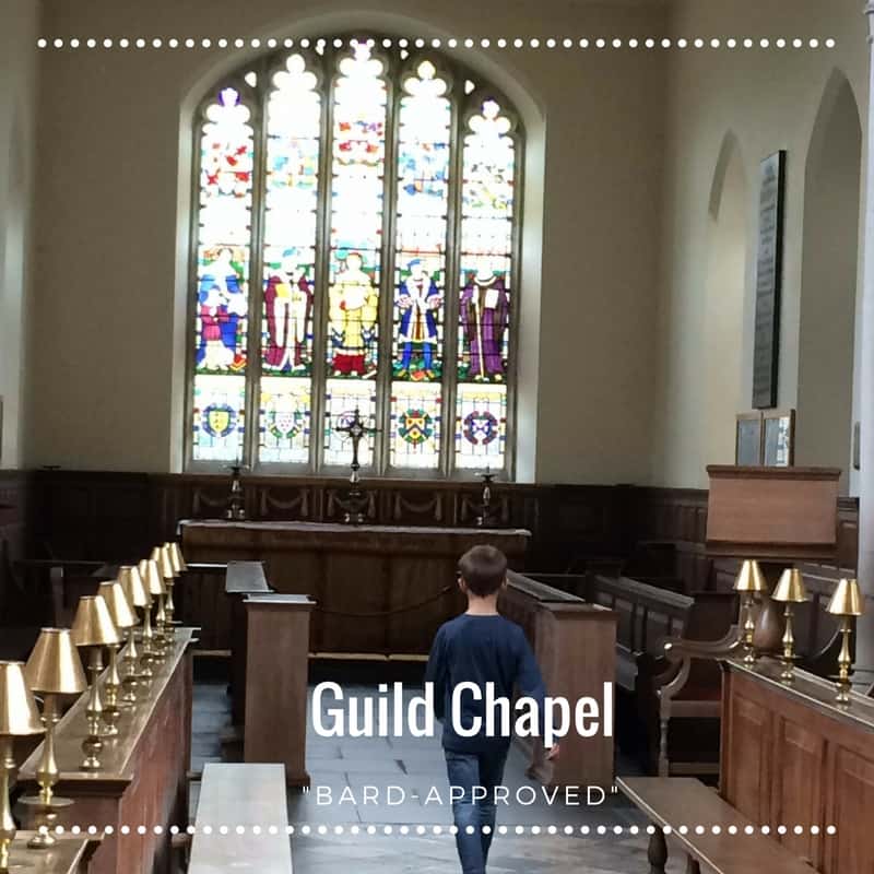 Child walking in Guild Chapel, Stratford-Upon-Avon. Tips for Bard Approved Family Activities.