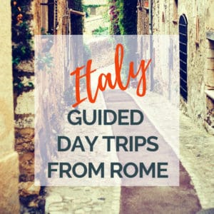 image of cobbled street with text overlay Italy - Guided Day Trips From Rome