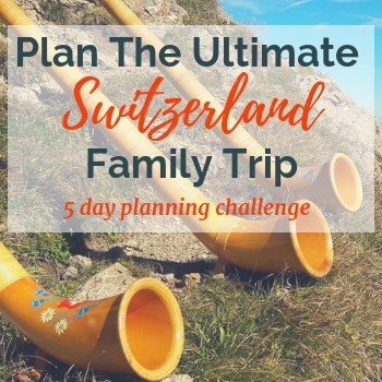 Image of Swiss Folk instrument (horn) on mountains overlooking lakes in summertime with text overlay "Plan your ultimate Switzerland trip. 5 day challenge at www.captivatingcompass.com