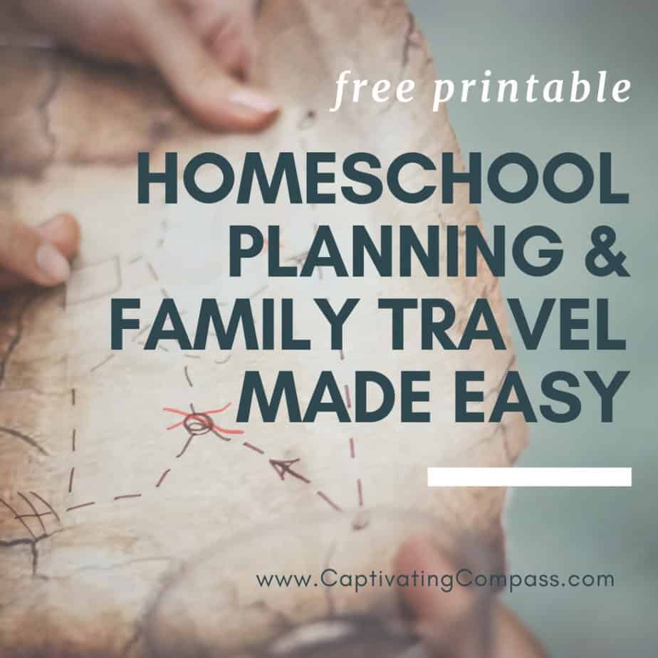 Image of treasure map with text overlay. FREE Printable for Homeschool planning & family travel made easy from www.captivatingcompass.com No more cobbling together your resources to teach geography and hoping it works! Grab these tips & resources for your homeschool today!