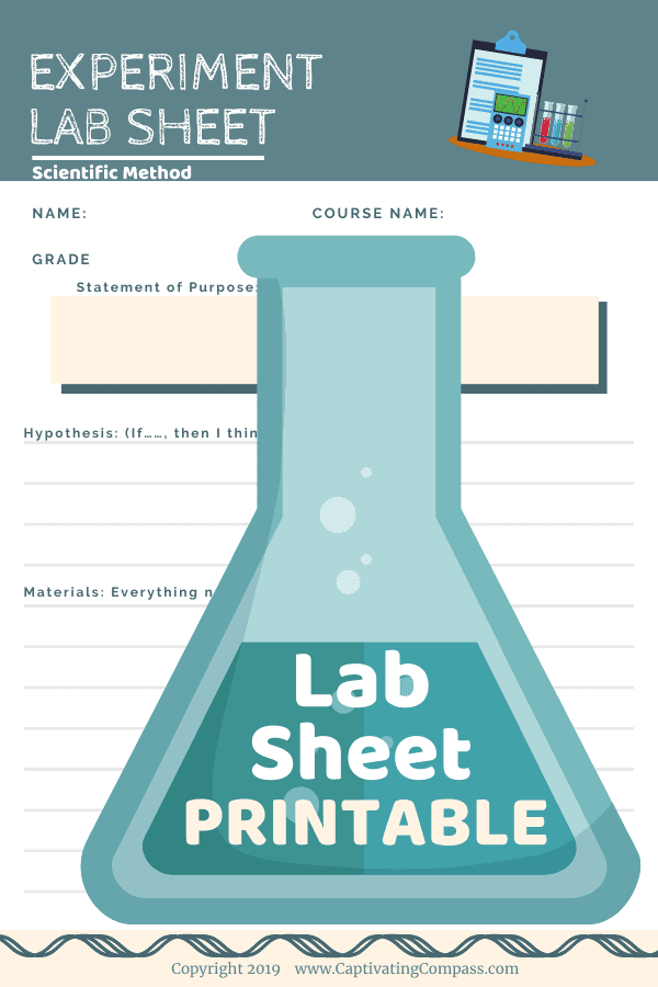 image of lab sheet printable with text overlay. Science Success with Labstheets from www.CaptivatingCompass.com