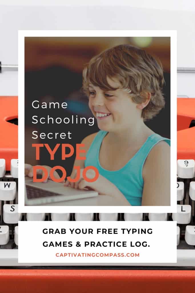 image of child at laptop using Type Dojo free typing lessons & games on www.captivatingcompass.com