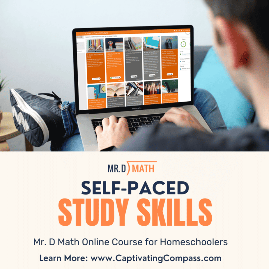 Image of student  participating in Self-Paced Study Skills from Mr. D Math &  Mr. D Math Online Course for Homeschoolers. Learn more at Captivatingcompass.com.