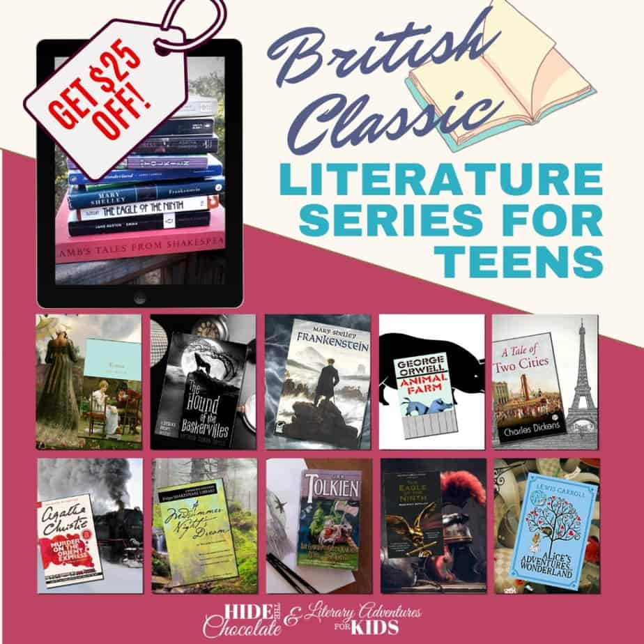 image of British classic literatuew series for teens. An adventure of self-discovery, learning, and entertainment with this epic 10th-grade reading list, including your favorite classics at CaptivatingCompass.com