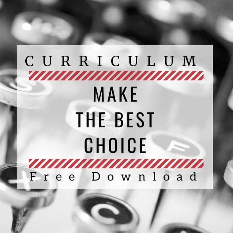 image of old typewriter key with text overlay saying: Curriculum: Make the best choices. Free Download